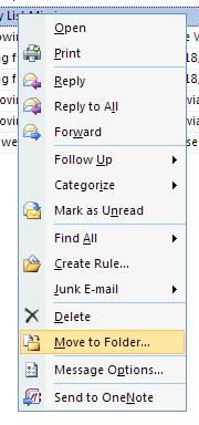 “Move to Folder” option on the item context menu